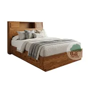 Amish made Classic Oak Bookcase Headboard with Platform Storage Bed - Cal King Size