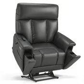 500lbs Heavy Duty Extra Wide Dual Motor Power Lift Chair, Faux Leather R7777