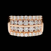 14K Rose Gold Estate Four Row Diamond Ring