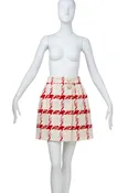 Alexander McQueen Red White Houndstooth Tweed Skirt With Enamel Buttons Size 40/4