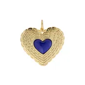 Basketweave Heart Charm - Lapis