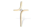 14k Yellow Gold Cross with Solitaire Diamond