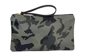 Camo Full Grain Leather Money Bag & Clutch