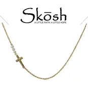 14kt Gold Over Sterling Silver Cross with 3 Freshwater Pearls Necklace
