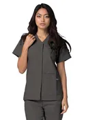 Adar Women's Double Pocket Snap Front Scrub Top 604