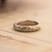 Antique Engraved Baby Ring Charm