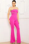 IB2356JP - RHINESTONE TRIM DETAIL TUBETOP JUMPSUIT
