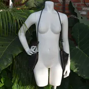 Black Harness Holster Foldover Leather Bags With Rubber Cord — jackie robbins leather + jewelry