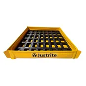 25.5” x 25.5” x 4”, 8 Gallon Capacity, Folding Utility Tray with Grate, Yellow - 28587