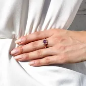 Amethyst and Diamond Starburst Ring