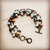 Amazonite Triple Strand Beaded Bracelet 805f