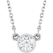 14K Rose 1/3 CT Natural Diamond Solitaire Necklace