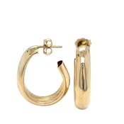 14K Yellow Gold Wide Hollow Tube Hoops