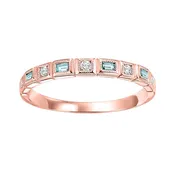 10Kt Rose Gold Diamond 1/12Ctw & Aquamarine 1/8Ctw Ring
