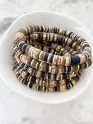 Heishi Color Pop Bracelet "Leopard Multi Gold Discs"