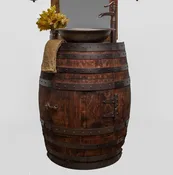 Half Barrel Vanity w/ Hammered Copper Sink and Copper Waterfall Faucet