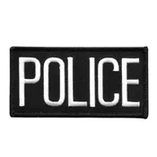 POLICE Chest Patch, Embroidered, White/Black/Black, 4 x 2″