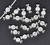 100 BULK Silver Tone Valentine “Love” Candy Charm Spacer Beads 11x6mmbme0040b