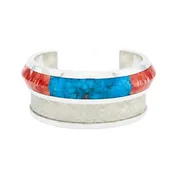 Kingman Turquoise & Spiny Oyster Shell Inlay Bracelet by Rodney Coriz