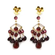14kYG Garnet and Diamond Chandelier Earrings — cella designs
