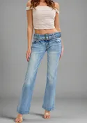 Cello Low Rise Flare Jean With Denim Belt