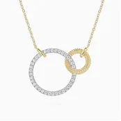 14 Karat Two-Tone Gold 0.78 Carat Diamond Interlocking Circles Necklace By Gabriel - 15.5" To 17.5"
