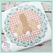 3 Bunnies Scallop Frame Applique