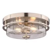 Vaxcel Lighting Grace 2 Light 15 inch Flush Mount in Satin Nickel with Clear Drum Glass C0379