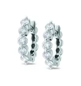14k White Gold Diamond Hoop Earrings