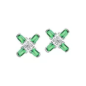 Arch Florale PM Stud Earrings, 18k White Gold with DAVIDOR Arch Cut Green Tourmaline and Brilliant Diamonds