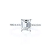 14K White Gold 1.56 Carat Emerald Cut Diamond Accented Engagement Ring