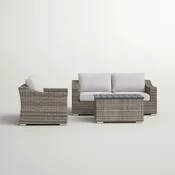 3 Person Seating Group With Cushions Perfect For Outdoor Relaxation - Gray / Gray Mix