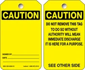CAUTION DO NOT REMOVE