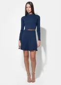 ADELYN RAE ELEANORE RIB KNIT MINI SKIRT IN NAVY
