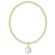 enewton Classic Gold 3mm Bead Bracelet - Pearl Charm 10mm