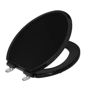 Topseat Pro Elite Heavy-Duty Wood Toilet Seat with Magic Hinge, Elongated, Black