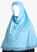 2-Piece Lace Trim Amira Hijab – Aqua | hi2988