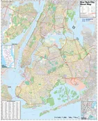 5 Boroughs of New York City Laminated NYC Wall Map