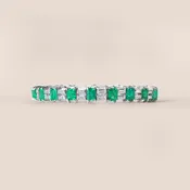Alternating Colombian Emerald and Baguette-Cut Diamond Tennis Bracelet