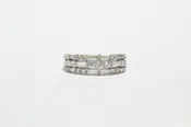 Baguette and Round Diamond Three Row Ring