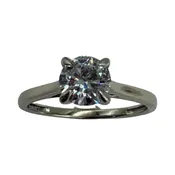 10K White Gold 3/4CT Lab Created Diamond Round Solitaire Cathedral Ring
