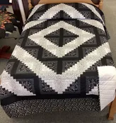 Amish Made Log Cabin Quilt in Black and White