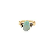 12KY Victorian Oval Opal Thick Band Ring