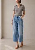 Adeline Cropped Barrel Jean- Fargo