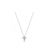 14k White Gold Diamond Baby Cross Necklace