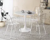 1+4 for 5pcs dining set,1table+4chair, Round Marble-Patterned Pub Table for Home Bar & Kitchen