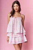 Bow Damask Ruffle Top & Skirts Set