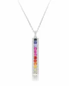14KT WHITE GOLD INFINITY COLORS BAR PENDANT