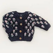 Bitty Blooms Indigo Cardigan Sweater