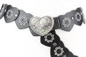 American Bison Black Heart Disc Belt with Silver Conchos – ABLB 37 2555